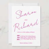 Invitation Mariage de calligraphie magenta rose moderne (Devant)