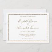 Invitation Mariage de calligraphie manuscrite blanc et or (Devant)
