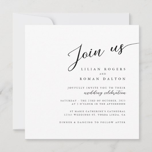 Invitation Mariage de calligraphie minimaliste moderne (Devant)