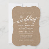 Invitation Mariage de calligraphie moderne Kraft (Devant)