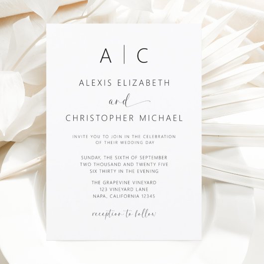 Invitation Mariage de calligraphie moderne minimaliste