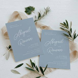 Invitation Mariage de calligraphie moderne minimaliste bleu p