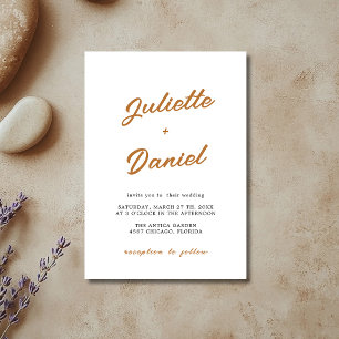Invitation Mariage de calligraphie moderne minimaliste cuivre
