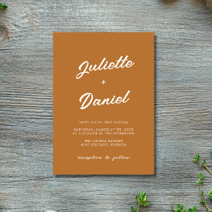 Invitation Mariage de calligraphie moderne minimaliste cuivre