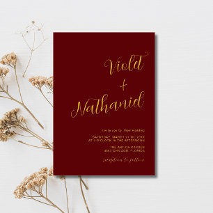 Invitation Mariage de calligraphie moderne minimaliste en bor