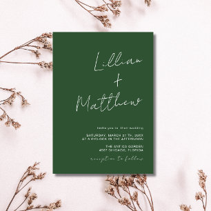 Invitation Mariage de calligraphie moderne minimaliste vert c
