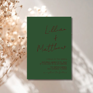 Invitation Mariage de calligraphie moderne minimaliste vert c