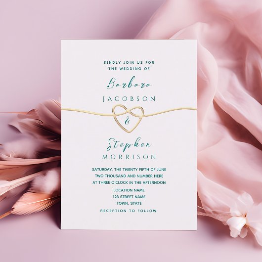 Invitation Mariage de calligraphie moderne sarcelle