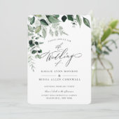Invitation Mariage de calligraphie naturelle rustique (Debout devant)