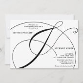 Invitation Mariage de calligraphie noir blanc (Devant)