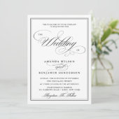 Invitation Mariage de calligraphie noir et blanc (Debout devant)