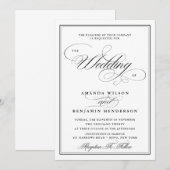 Invitation Mariage de calligraphie noir et blanc (Devant / Derrière)
