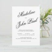 Invitation Mariage de calligraphie noir et blanc contemporain (Debout devant)