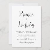 Invitation Mariage de calligraphie noir et blanc du code QR (Devant)