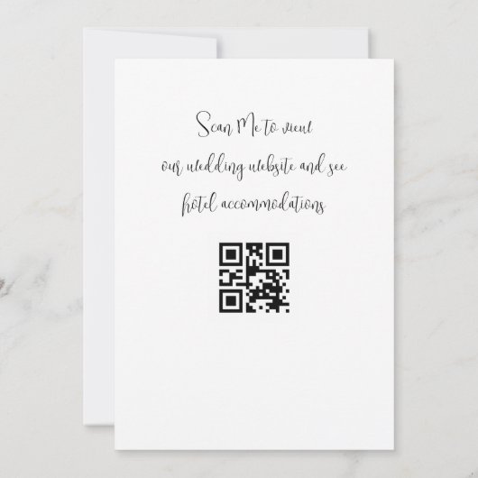 Invitation Mariage de calligraphie noir et blanc du code QR (Dos)