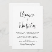 Invitation Mariage de calligraphie noir et blanc du code QR (Devant / Derrière)