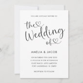 Invitation Mariage de calligraphie noir et blanc du coeur min (Devant)