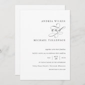 Invitation Mariage de calligraphie noir et blanc romantique (Devant / Derrière)