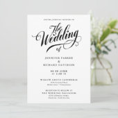 Invitation Mariage De Calligraphie Noir Et Blanc Simple (Debout devant)