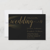 Invitation Mariage de calligraphie noir & or de luxe simple (Devant)