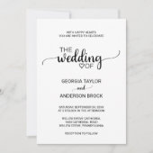 Invitation Mariage de calligraphie noire simple (Devant)