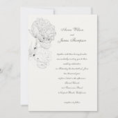 Invitation Mariage de calligraphie officielle Peonies Encre B (Devant)