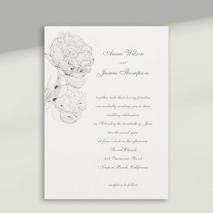 Invitation Mariage de calligraphie officielle Peonies Encre B