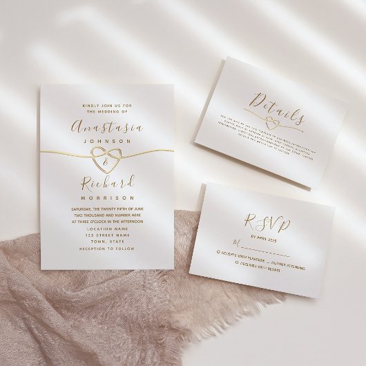 Invitation Mariage de calligraphie Or Delicate