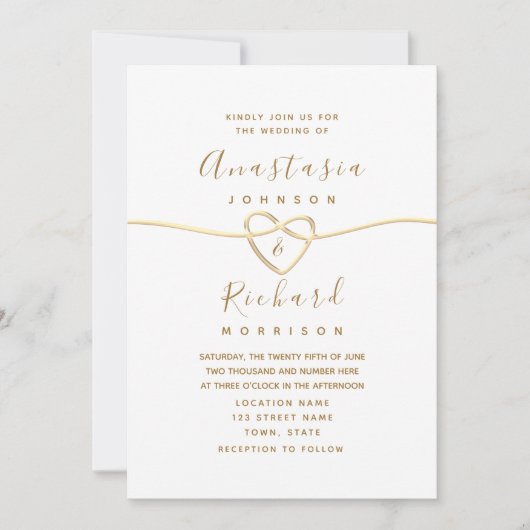 Invitation Mariage de calligraphie Or Delicate (Devant)