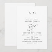Invitation Mariage de calligraphie romantique (Devant / Derrière)