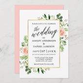 Invitation Mariage de calligraphie Rose (Devant / Derrière)