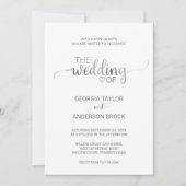 Invitation Mariage de calligraphie simple en argent (Devant)