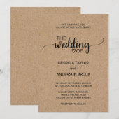 Invitation Mariage de calligraphie simple Faux Kraft (Devant / Derrière)