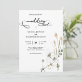 Invitation Mariage de calligraphie simple Fleur sauvage Whims (Debout devant)