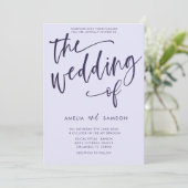 Invitation Mariage de calligraphie simple Lilac et violet (Debout devant)