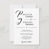 Invitation Mariage de calligraphie simple moderne noir et bla (Devant)