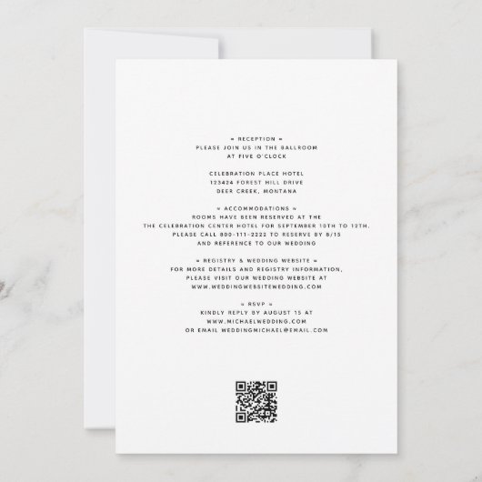 Invitation Mariage de calligraphie tout en un (Dos)