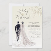 Invitation Mariage de calligraphie traditionnelle Gold Elegan (Devant)