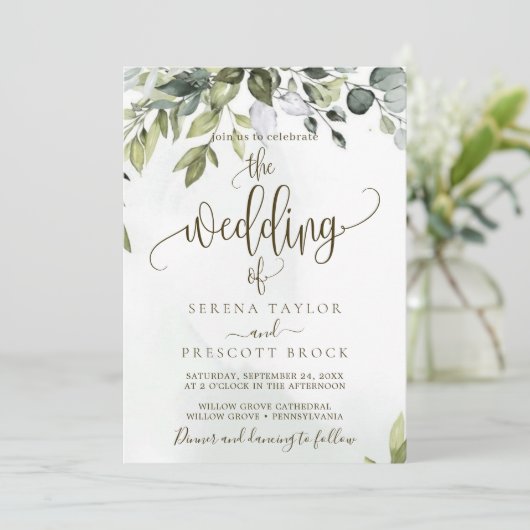 Invitation Mariage de calligraphie végétale (Debout devant)