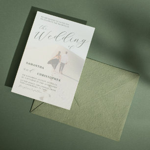 Invitation Mariage de calligraphie vert sauge moderne de