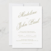 Invitation Mariage de calligraphie verte de Sage contemporain (Devant)