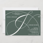 Invitation Mariage de calligraphie verte de script (Devant)