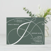Invitation Mariage de calligraphie verte de script (Debout devant)
