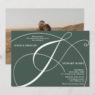 Invitation Mariage de calligraphie verte de script
