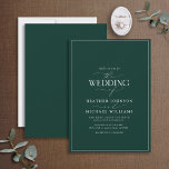 Invitation Mariage de calligraphie verte Emerald<br><div class="desc">Branché, élégant et moderne, ce design mariage simple et minimaliste de typographie vert émeraude et blanc présente "Le Mariage de" dans la calligraphie moderne et le texte serif comme principale caractéristique de design, et est basé sur notre invitation de douche nuptiale à succès. Le dos de la carte est vert...</div>