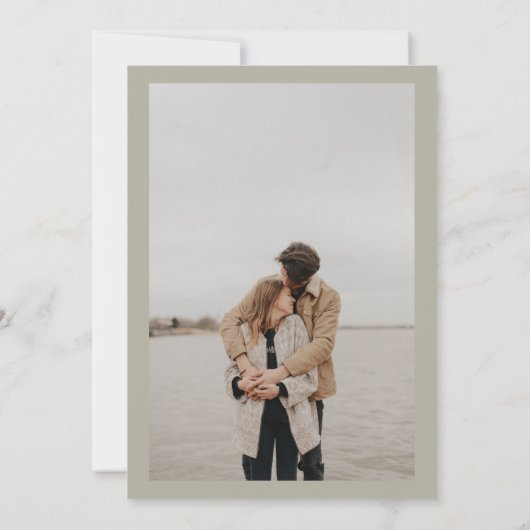 Invitation Mariage de calligraphie verte olive de script (Dos)