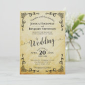 Invitation Mariage de calligraphie Vintage Parchemin Rustique (Debout devant)