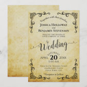 Invitation Mariage de calligraphie Vintage Parchemin Rustique (Devant / Derrière)