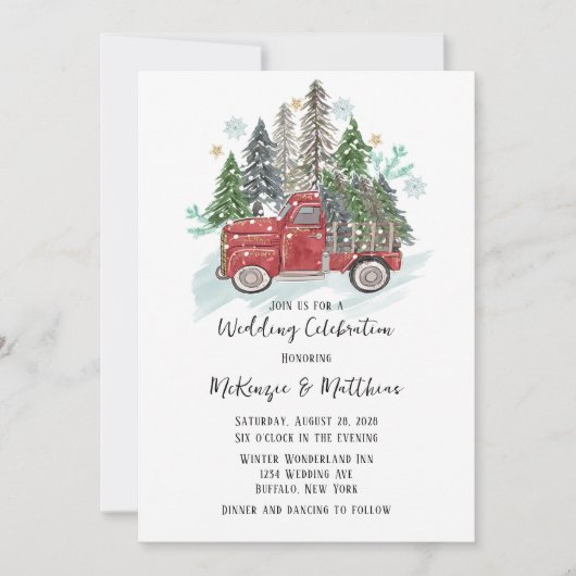 Invitation Mariage de camion Vintage Noël (Devant)
