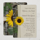 Invitation Mariage de Camouflage de Tournesol Woodland (Devant / Derrière)
